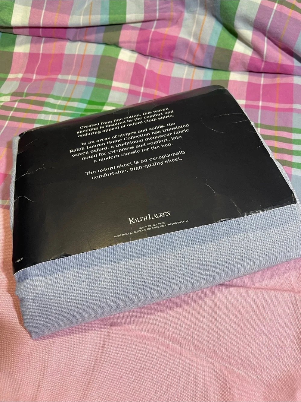 New Ralph Loren 100% Kotten Oxford, Blue, twin flat sheet and two pillowcases